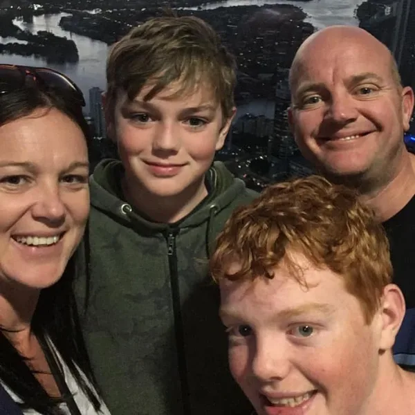 Angela, home-based educator in New Plymouth, with family