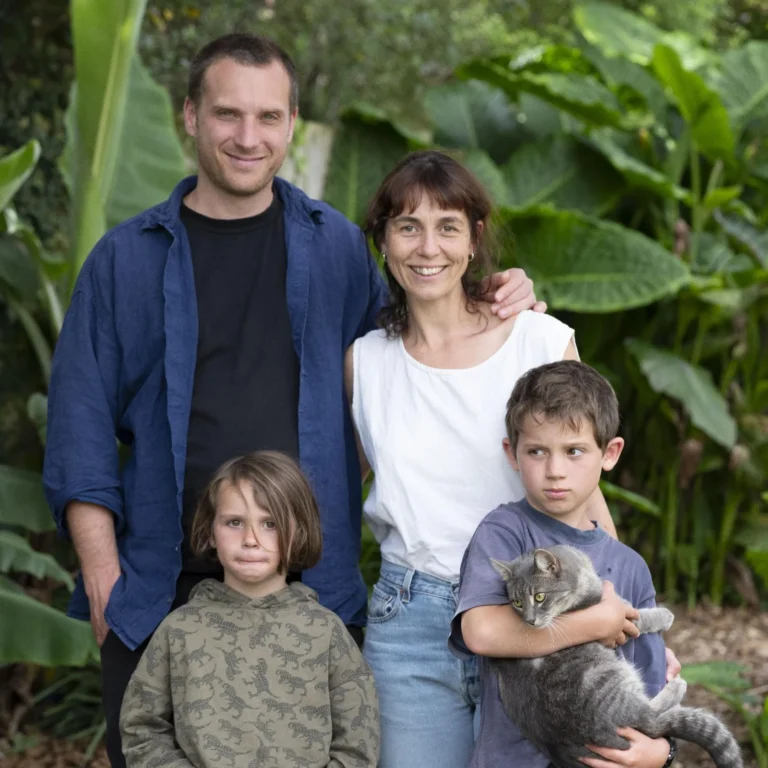 Celeste, home-based educator in Raglan, with family